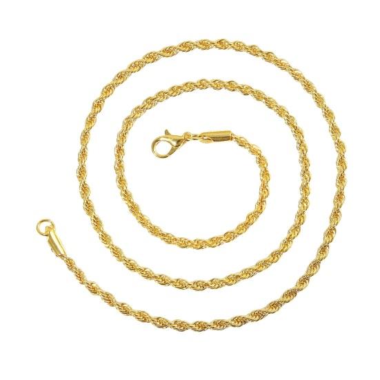 Männer 3mm Halsband Halskette Hip Hop Stil Twist Kette Halskette Hummer Schnalle Legierung Halskette Schmuck Zubehör goldgelb