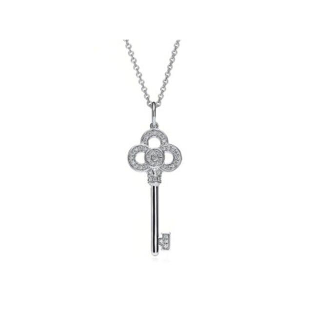Originalmarke Mädchen Halskette 925 Schmuck Sterlingsilber Halskette Damen Kette Schlüssel Kurze Halskette Anhänger 60cm weiß