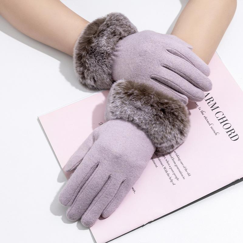 Herbst- und Winterwolle Warme Handschuhe Yangni Touchscreen Outdoor Radfahren Damen Erwachsenenhandschuhe und Bekleidung One Size gray