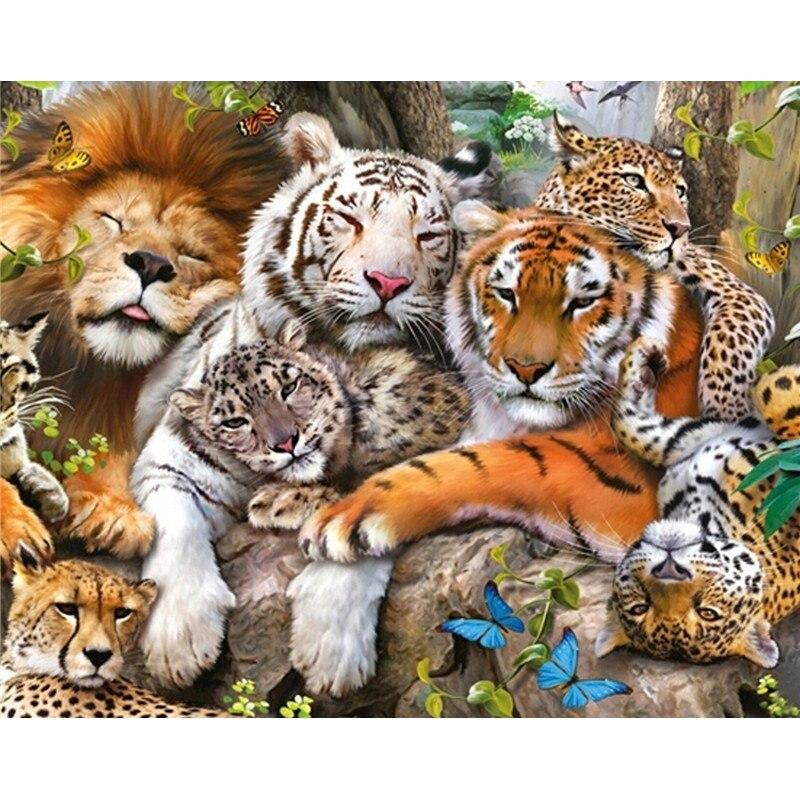 Neue 5D DIY Diamant Malerei Farbe Tiger Diamant Stickerei Tier Kreuz Stich Volle Runde Bohrer Handwerk Wohnkultur Geschenk Full Round 35x45CM