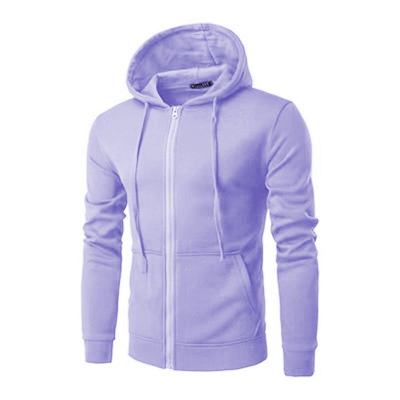 Herren Fleece Zip Down Hoodies Jacken Männer Einfarbig Langarm Mit Kapuze Strickjacke Mantel Lässige Sweatshirt Kleidung M licht lila