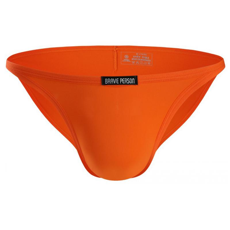 Sexy Unterwäsche Herren Mini-Slips Niedrige Taille Sexy Unterhosen Glatte Eis-Seide Herren Panties Bikini-Slips M orange