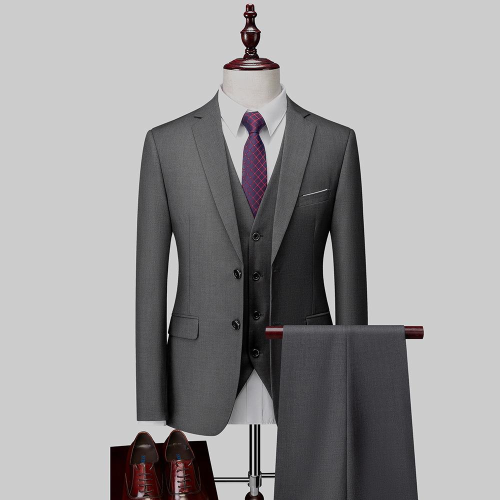 12 Farben Herrenmode Anzug Anzug Herren Hochzeit Bräutigam Business Casual Western Service Mann Anzüge & Blazer XXL-185 dunkelgraue