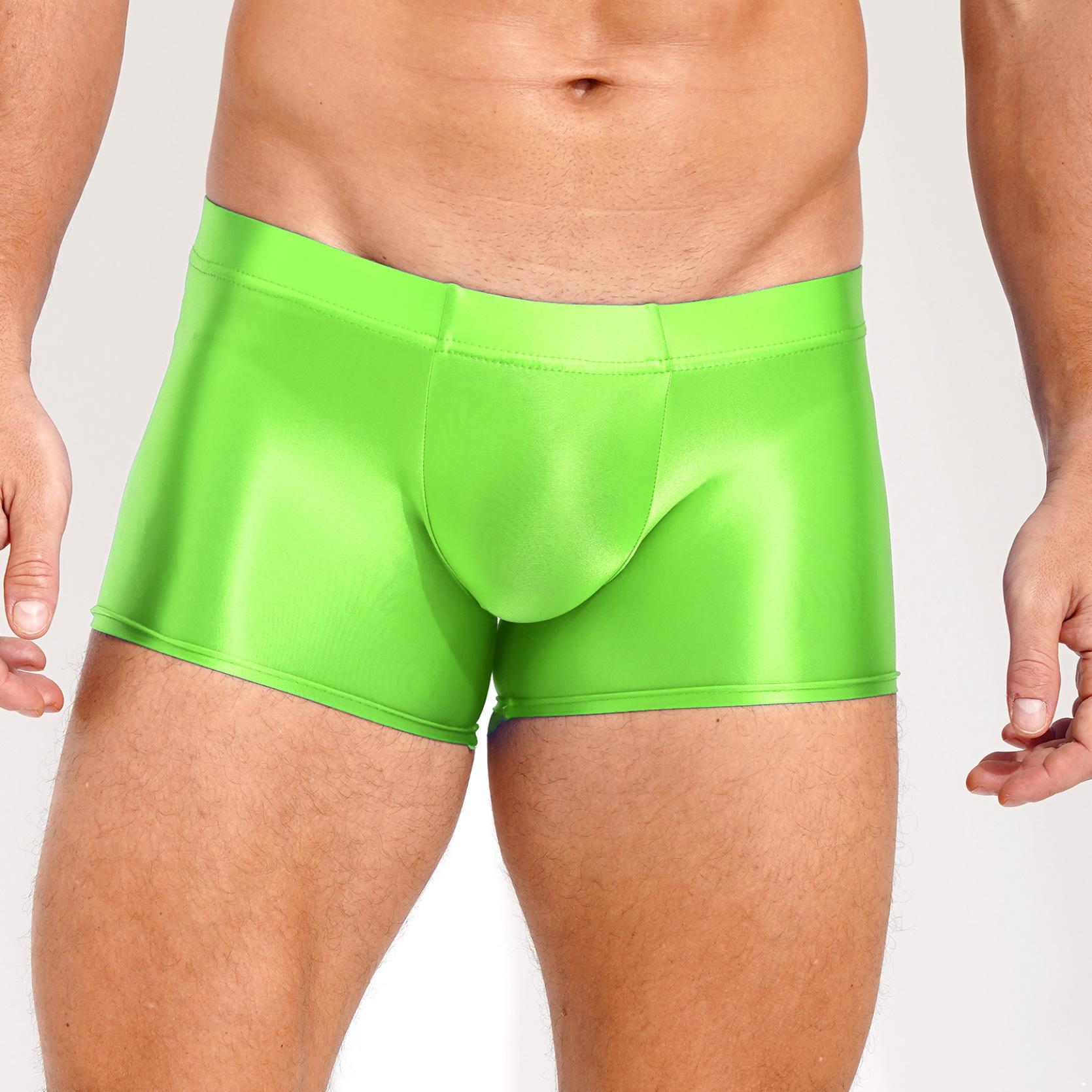 Glänzende Herren-Boxershorts, Unterwäsche, niedrige Leibhöhe, Unterhose, Unterwäsche, Pool-Party, Strand-Volleyball-Shorts, Strandmode XL green