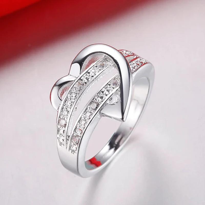 Huitan Love Trauringe für Frauen Farbe Neue Mode-Design Herz Vorschlag Verlobungsringe Geschenk Drop Shipping Schmuck 10 gray