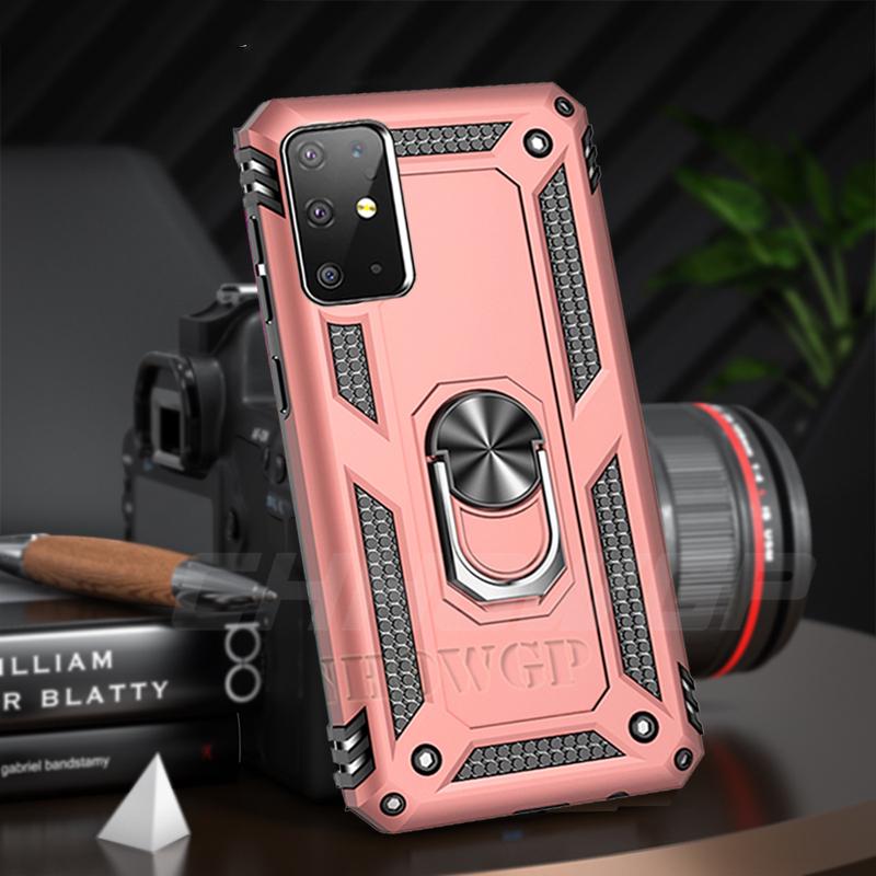 Stoßfeste magnetische Rüstungshülle für Samsung Galaxy A51 A71 A21S A50 A70 A70 A01 A11 A21 A31 A41 A81 A91 A40 A20 A10 S S20 S10 S9 Plus Ringhalterabdeckung Samsung A10 rose gold