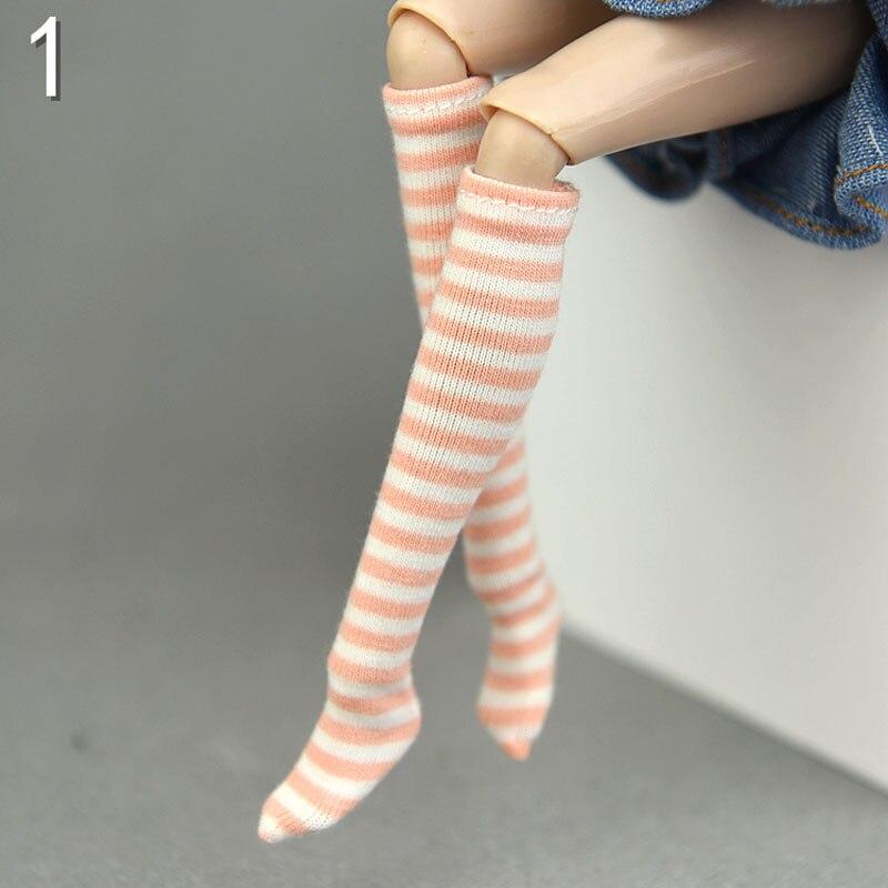 1 paar Puppe Gestreiften Lange Socken Geeignet für Blythe Puppe Strümpfe Fit Für Blyth 1/6 BJD Zubehör Puppenhaus Spielhaus DIY Spielzeug orange