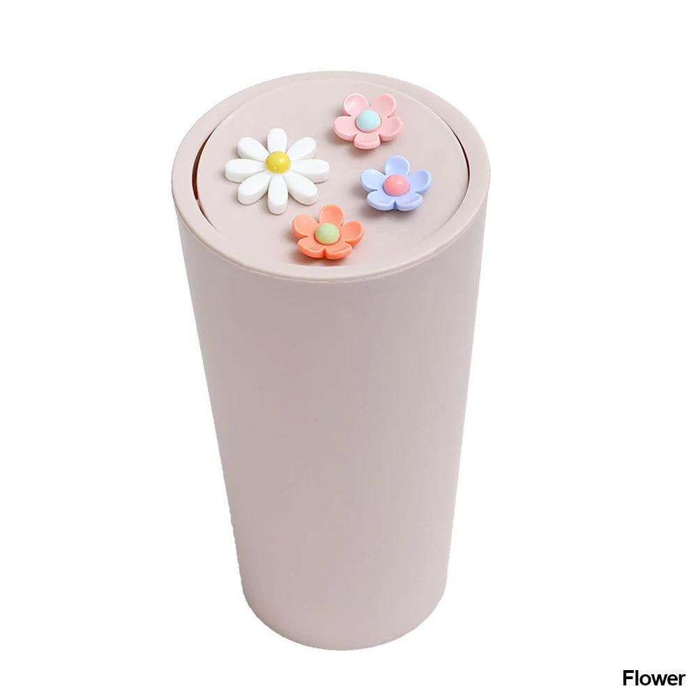 Niedlicher Kreativer Kleiner Mini Auto Mülleimer Auto Aufbewahrungsbox Schreibtisch Mülleimer Ablagebox Autozubehör flower