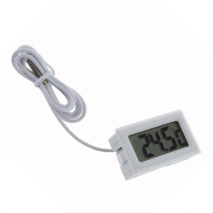 LCD-Digitalsonde-Kühlschrank-Gefrierschrank-Thermometer, wasserdichtes Temperaturmessgerät, verwendet für Aquarium-Kühlschränke weiß
