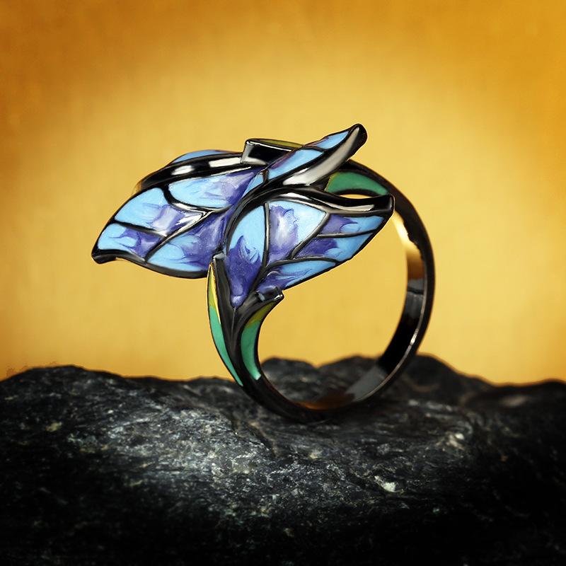Einzigartige Form Blauer Schmetterling Emaille Ring 925 Elegant Party Schmuck Handgefertigt Emaille Schmetterling Ring Schmuck Geschenk 6 yellow