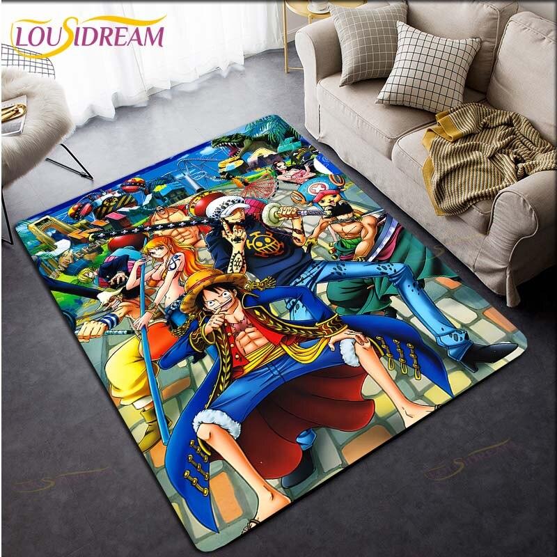 Anime One Piece Teppich Cartoon Teppiche Wohnzimmer Teetisch Matten Schlafzimmer Teppich Waschbare Fußmatten Haushaltsbereich Matte Geschenk 60cm x 90cm