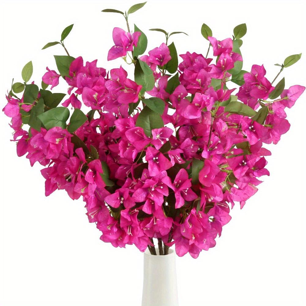 12 Stück Bougainvillea aus Seide, künstliche Blumen, 80 cm langer Stiel, künstliche Bougainvillea, hängende Ranken, kletternde Bougainvillea für Hochzeit, Haus, Garten, DIY-Dekoration rose rot
