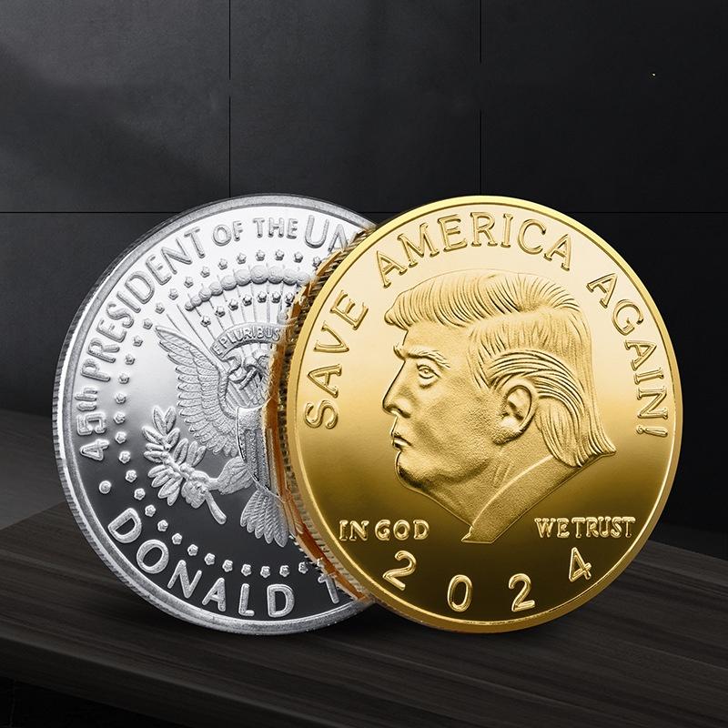 2 stücke Trump Gedenkmünze American Eagle Souvenir Münzen silber/gold