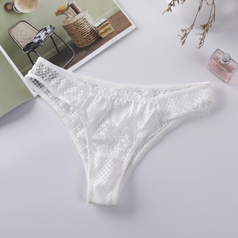 Mode Dessous Floral Spitze G String Höschen frauen Einfarbig Niedrige Taille Slips Hohl Dessous Tanga Unterwäsche Dessous XL weiß