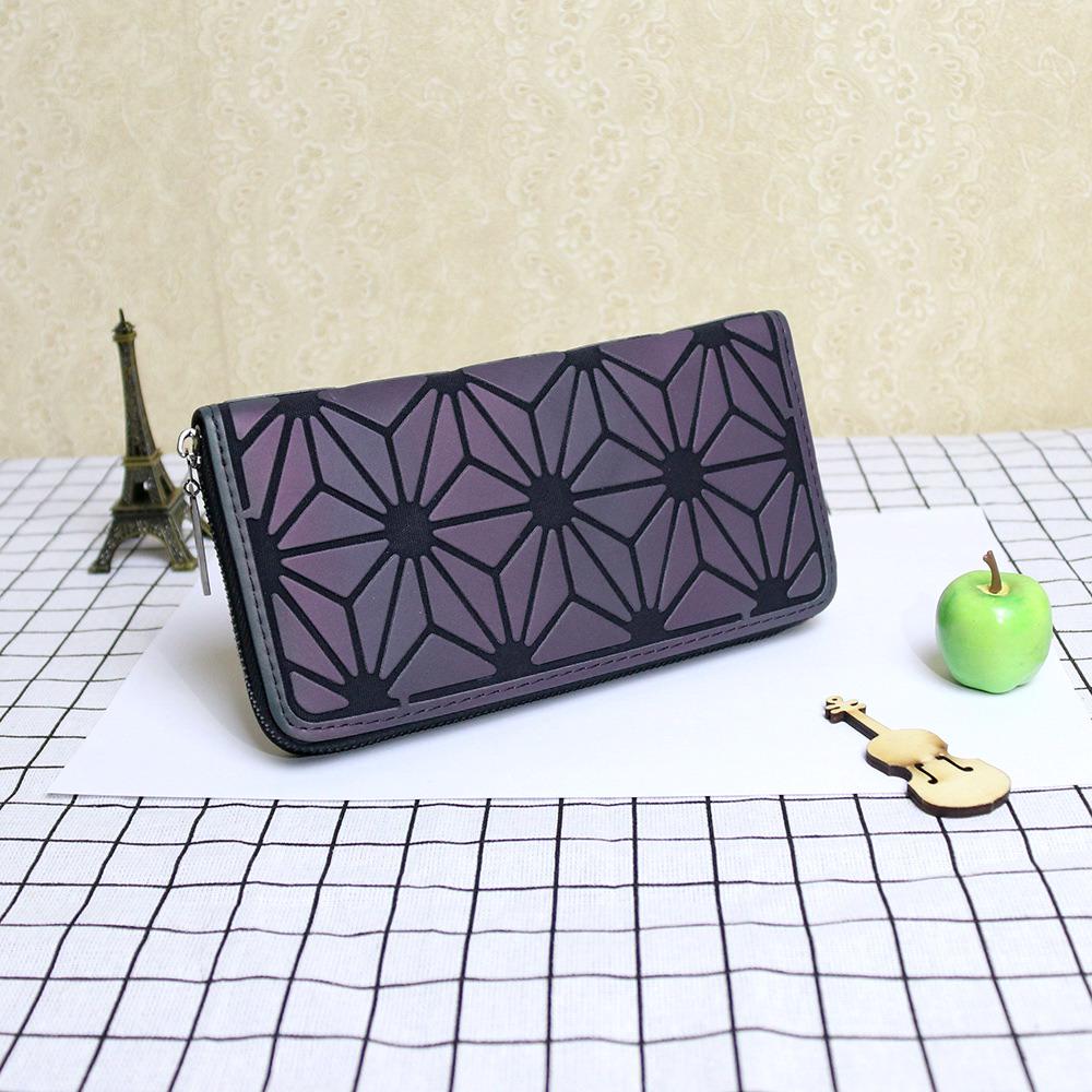 Geometrische leuchtende Damen-Geldbörse, Clutch, berühmte Marken, weibliche lange Geldbörse, Reißverschluss, leuchtende Geldbörse