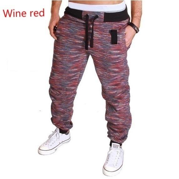 Herren Camouflage Hose Jogginghose Sporthose Fitness Sport Jogging Army L wein rot