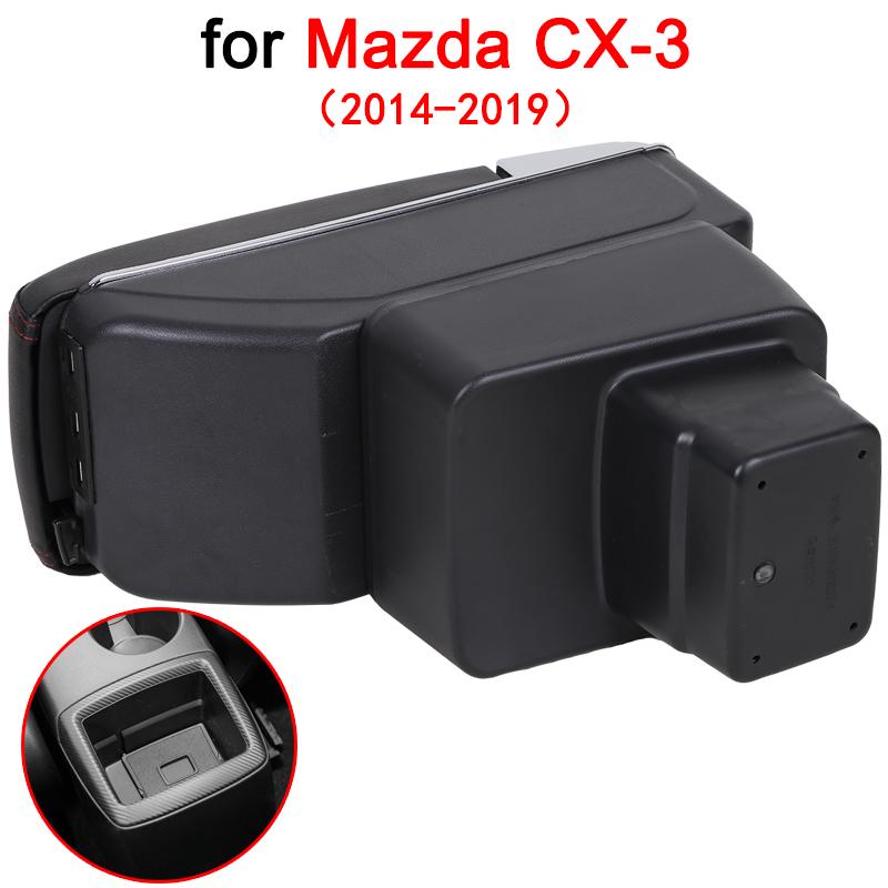 Für Mazda CX-3 Armlehne Box CX3 2014-2019 Auto Zentrale Armlehne Lagerung Box Tasse Halter Zubehör schwarz