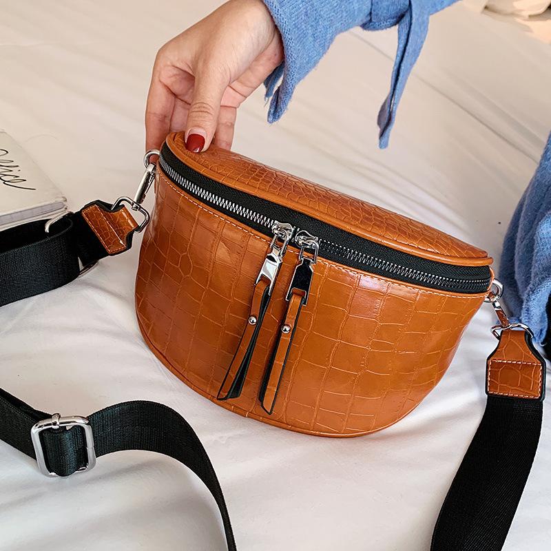 Yogodlns Modische Umhängetasche mit Krokodilmuster für Damen, PU-Leder, Satteltasche, Umhängetasche, Handtasche 24*8*17cm braun