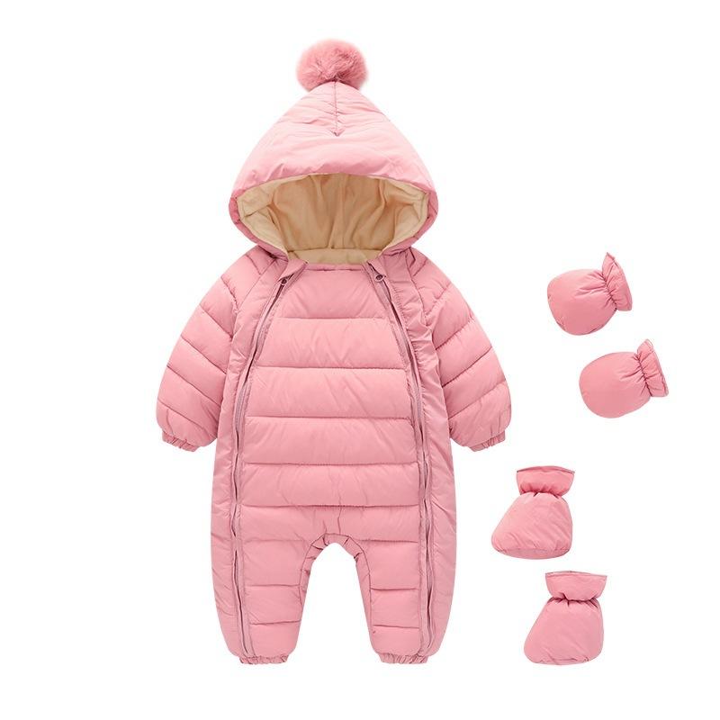 Baby-Kleidung Neugeborenen Baby-Overall Baby Herbst und Winter dicke Krabbelkleidung warme Daunen-Baumwolldecke Kleidung 80cm rosa