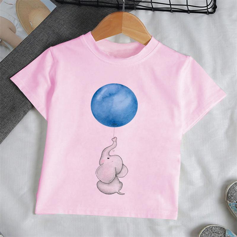 3 farbe Elefanten Lustige Kawaii Mädchen Kleidung Streetwear Jungen Shirts Rundhals Baby Mädchen Tops Cartoon Casual Kinder T-shirt Mode 8T(140)