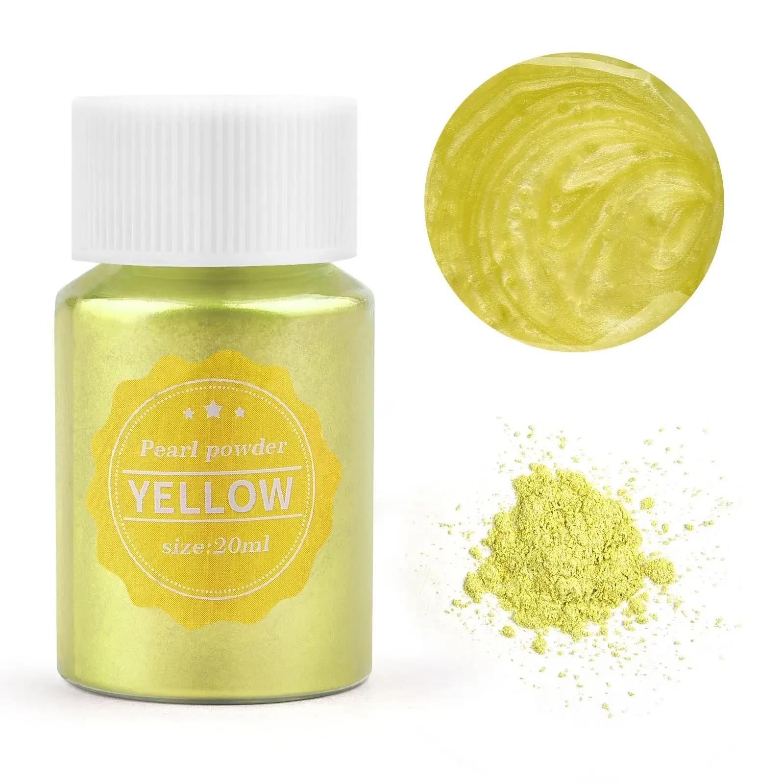 24 Farben, 15 g Glimmerperlenpulver für die Herstellung von Epoxidharz, Seife, Kerzen und Schmuck – natürlicher Pigmentfarbstoff für DIY-Projekte 20ml gelb