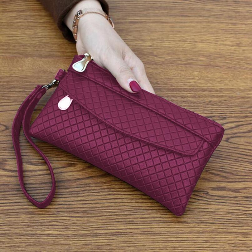 Tragbare Vintage-Geldbörse für Damen, einfarbig, Luxus-Geldbörse, elegante Clutch, Bargeld, Ledertasche violett