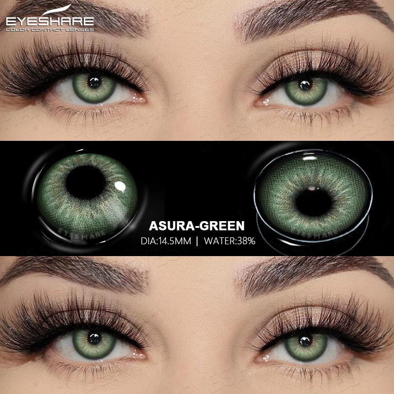 1 Paar farbige Kontaktlinsen für die Augen, natürliche Kontaktlinsen, modische Linsen, blaue Kontaktlinsen, grüne Kontaktlinsen, jährlich