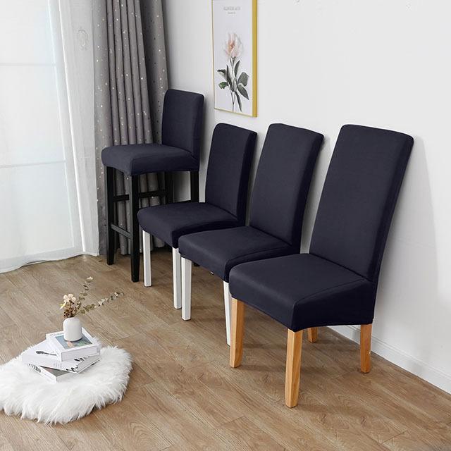Einfarbige Spandex-Stuhlhussen, Stretch-Stuhlhussen für Esszimmer, Küche, Hochzeit, Büro, Hotel, Polyesterstoff XL(60-70cm) navy blau