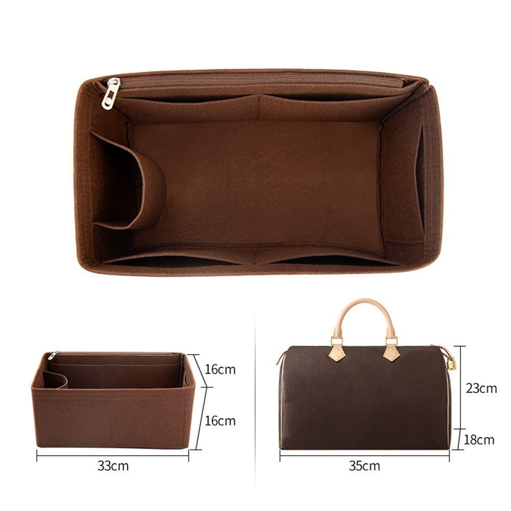 Langlebige Handtasche Tasche Zubehör Reise Lagerung Organizer Innentasche Klappe Handtasche Iiner Filz Einsatz For Speedy 35 kaffeebraun