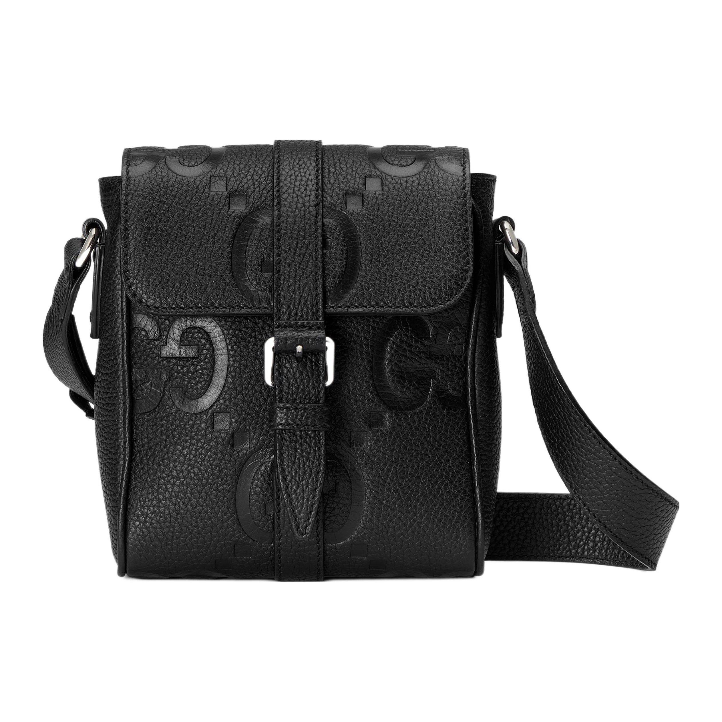 Gucci Jumbo GG Super Double G Logo Verstellbarer Schultergurt Magnetischer Verschluss Umhängetasche Herren Schultertasche Schwarz 760235-AABY0-1000 Box(Basic Set+Box)