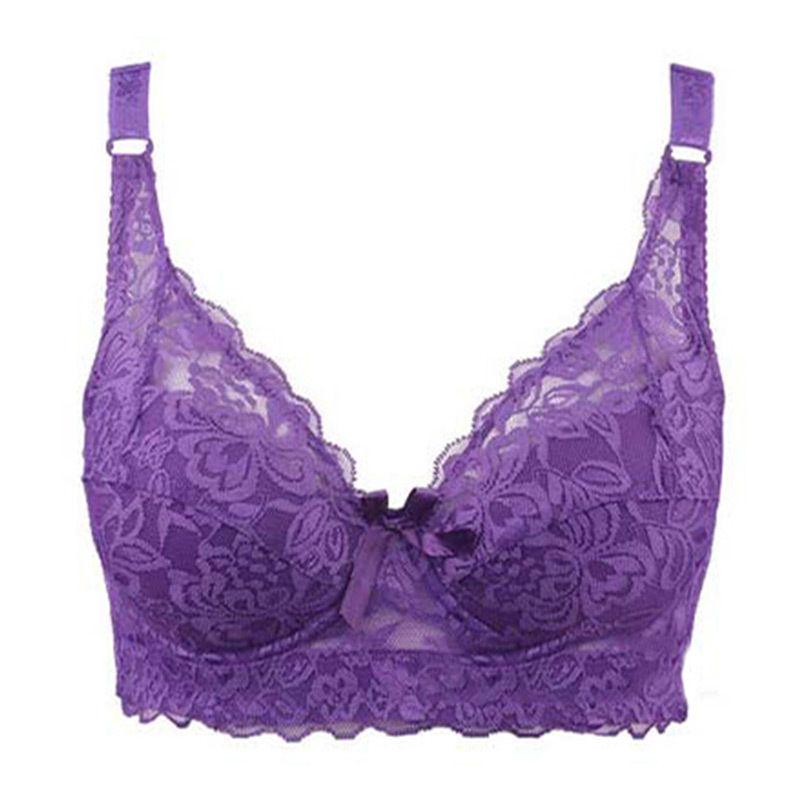 Damen-Spitzen-BH, Push-Up, sexy BHs für Damen, große Größe, ultradünne Dessous, Dessous, CD 42D violett