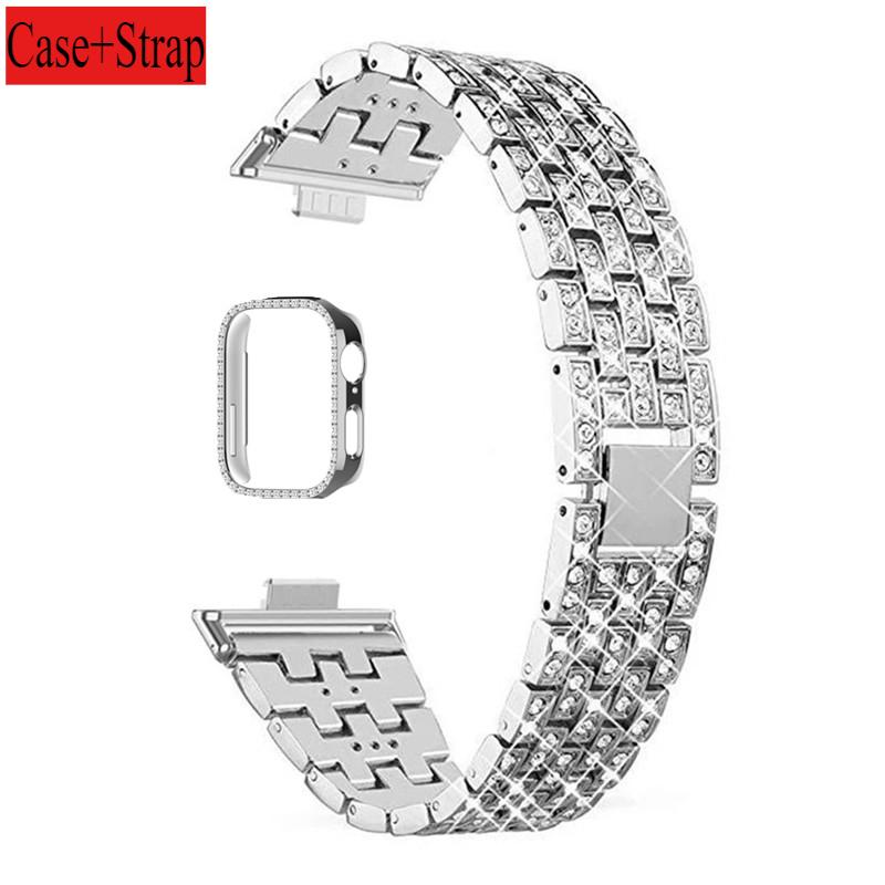 Diamantarmband+Hülle für huawei watch fit 4 Smartwatch-Armband für huawei watch Fit 4 Pro Armband für huawei watch Fit3 Metallarmband correa B-huawei watch Fit4 silber