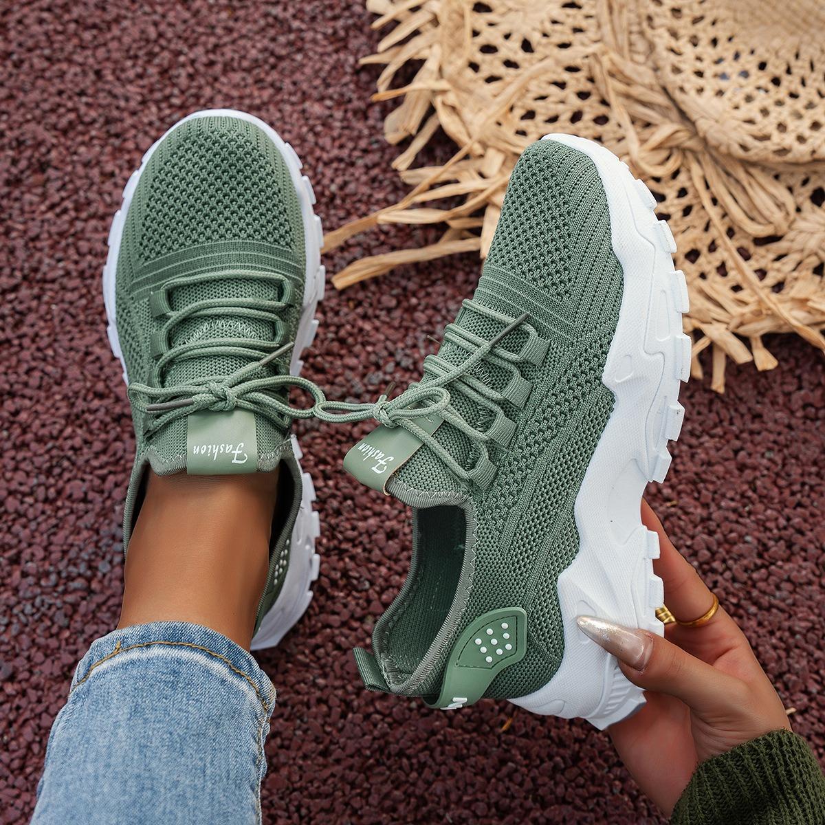 Damen, Freizeitschuhe, Gewebte Damenschuhe, Sportschuhe, Netzschuhe, Atmungsaktive Schuhe, Damenschuhe für alle Jahreszeiten 39 grün