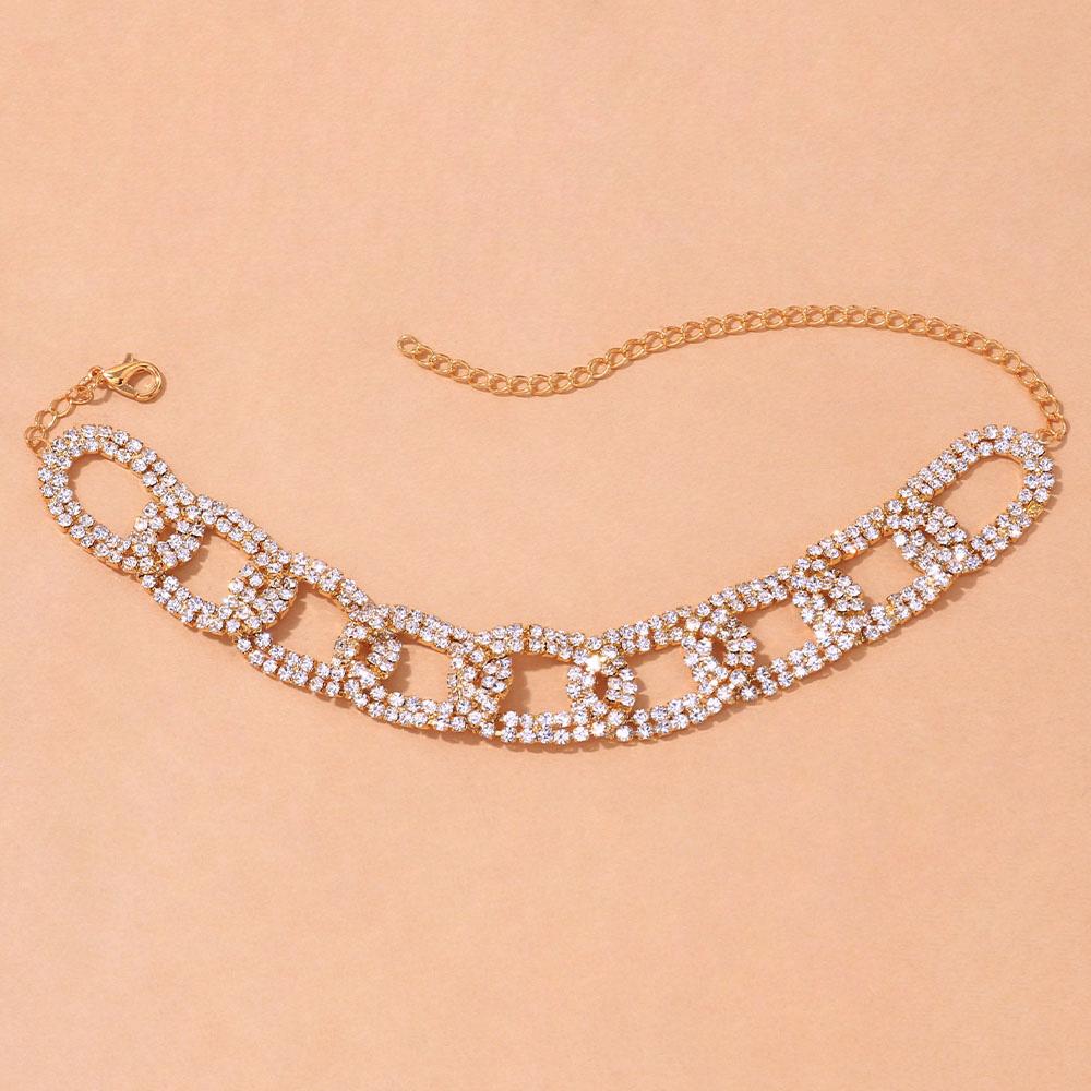 Boho Dirty Braid Strass Kette Fußkettchen Hohl Für Frauen Punk Kristall Chunky Fußkettchen Armband Strand Bein Schmuck 32cm