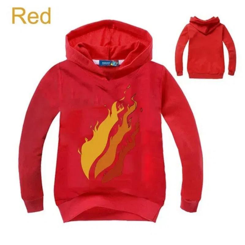 Neue Kinderkleidung PrestonPlayz Hoodie Feuer-Logo Inspirierte Sweatshirts Preston Playz Merch Sweatshirt für Jungen und Mädchen 130cm rot