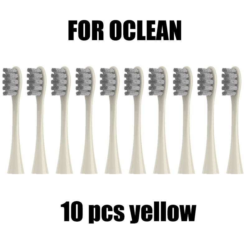 10 Ersatzbürstenköpfe für Oclean Full Range Soft DuPont-Düsen, vakuumverpackt gelb