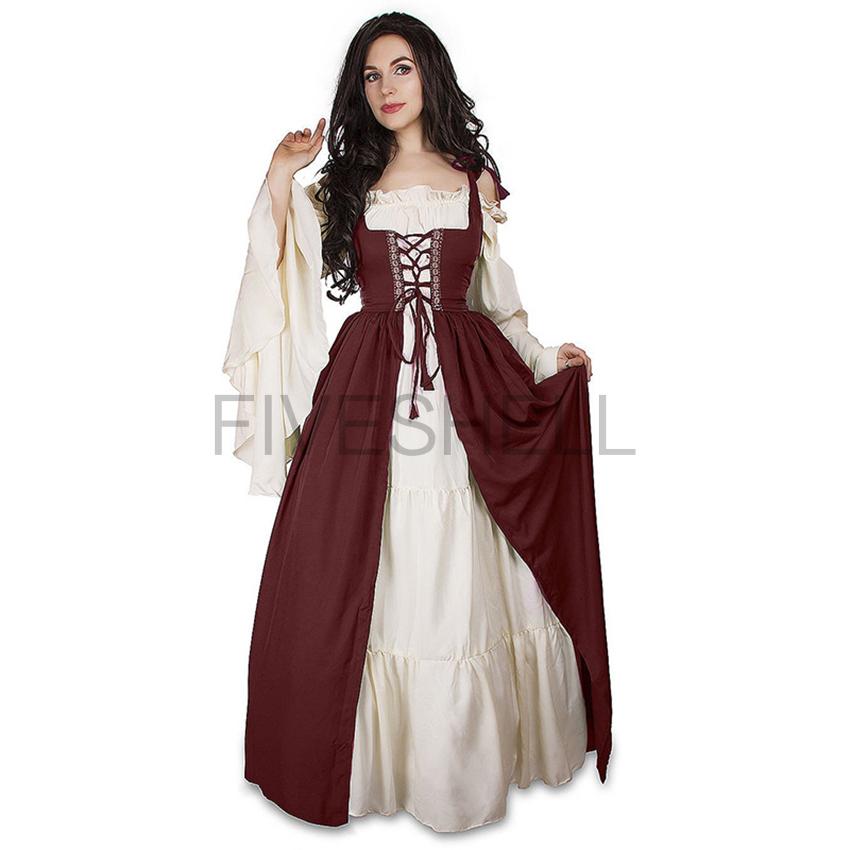 Damen Mittelalter Punk Prinzessin Kostüm Viktorianisches Gewand Kleid für Palast Karneval Party Verkleidung Halloween Cosplay Weiblich 2026 M wein rot