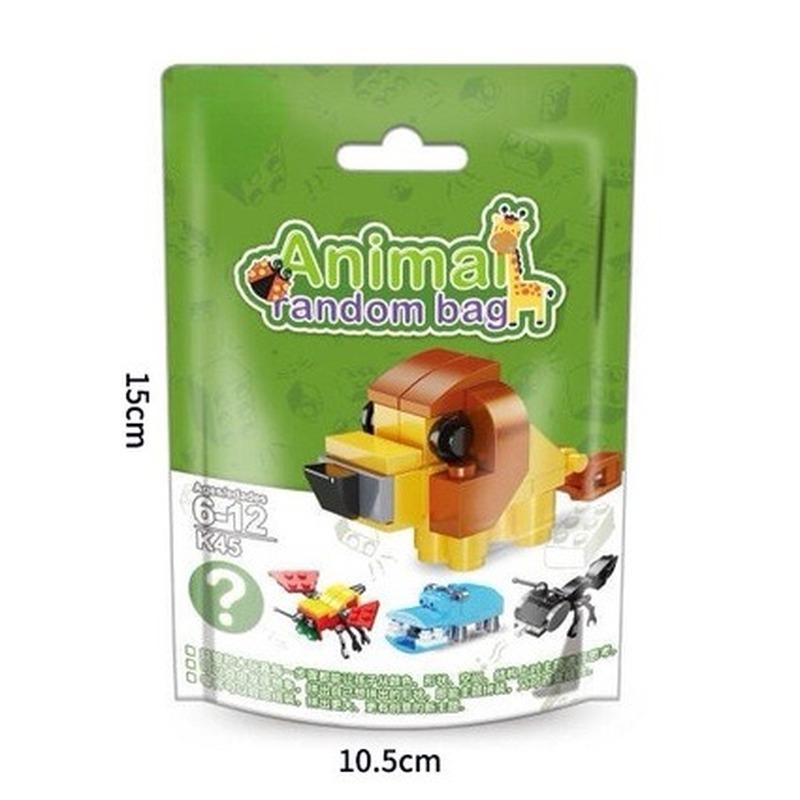 Tasche Blind Box Spielzeug Ziegel Dinosaurier Insekt Marine Tier Party Baustein 6 In 1 Wird Größer Kinder Spielzeug Weihnachten Geburtstag geschenk B(Random 1 Bag)