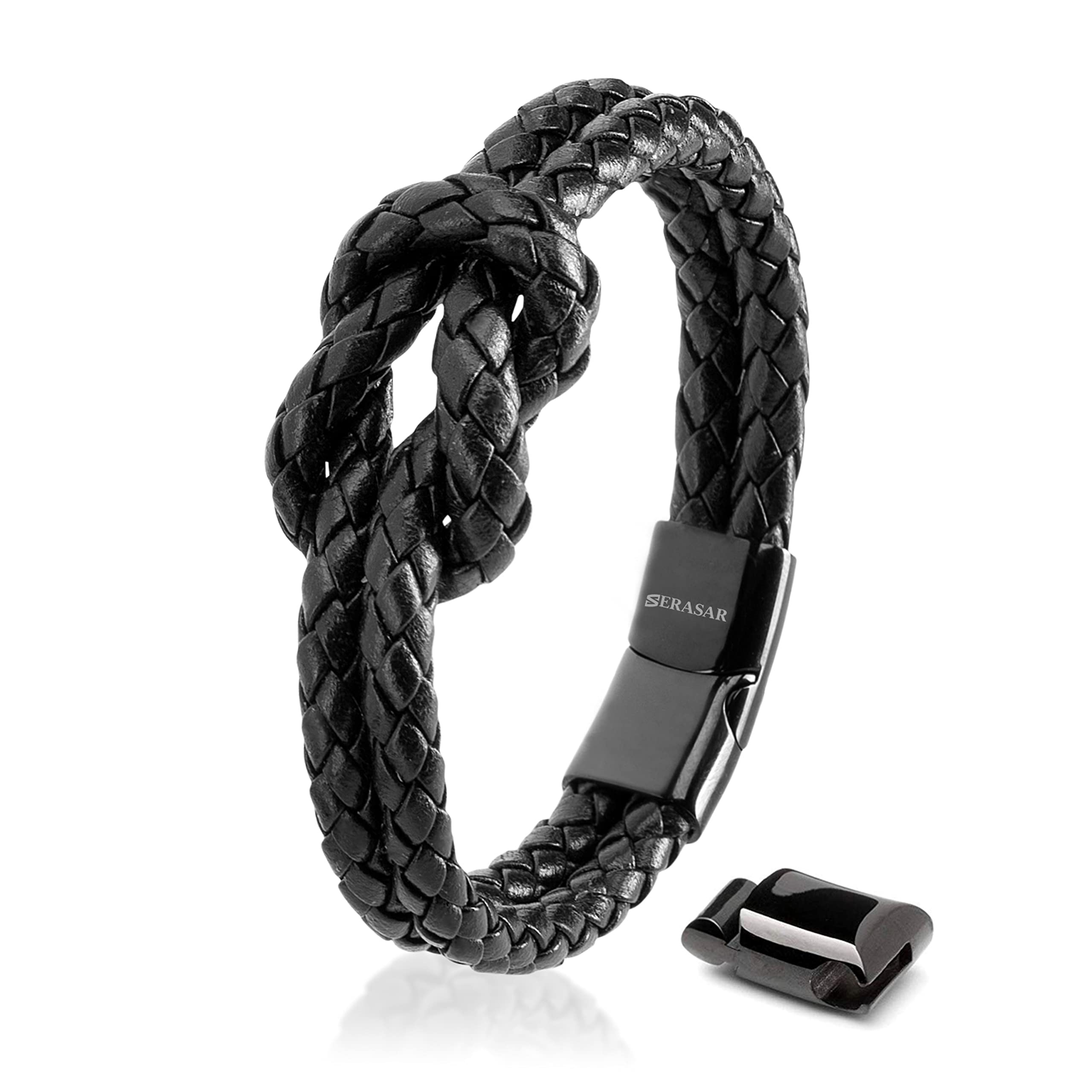 Echtes Leder Armband 20cm Schwarz Mit Geschenkbox Knotenarmband Schmuck Damenarmband Freundin Schwester Mädchen Partner Geschenk Paar Mutter Geschenk Damen schwarz