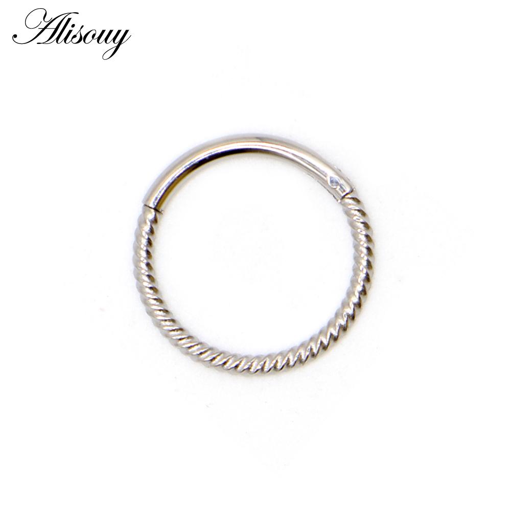 Alisouy 1 Stück 8–10 mm 16 g Edelstahl Scharniersegment Clicker Ring Nase Septum Piercing Helix Knorpel Daith Twist Körperschmuck 1.2x10mm silber