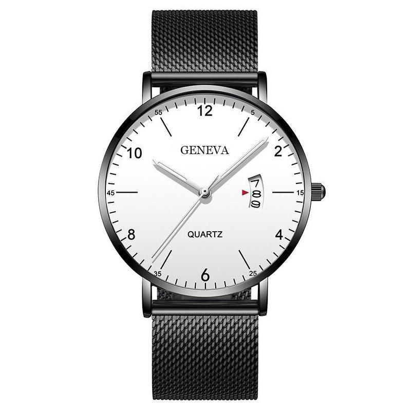 Mode Herren Uhren Top Marke Luxus Edelstahl Quarz Uhr für Männer Einfache Ultra Dünne Männliche Business Armbanduhr Uhr Geschenk weiß/schwarz