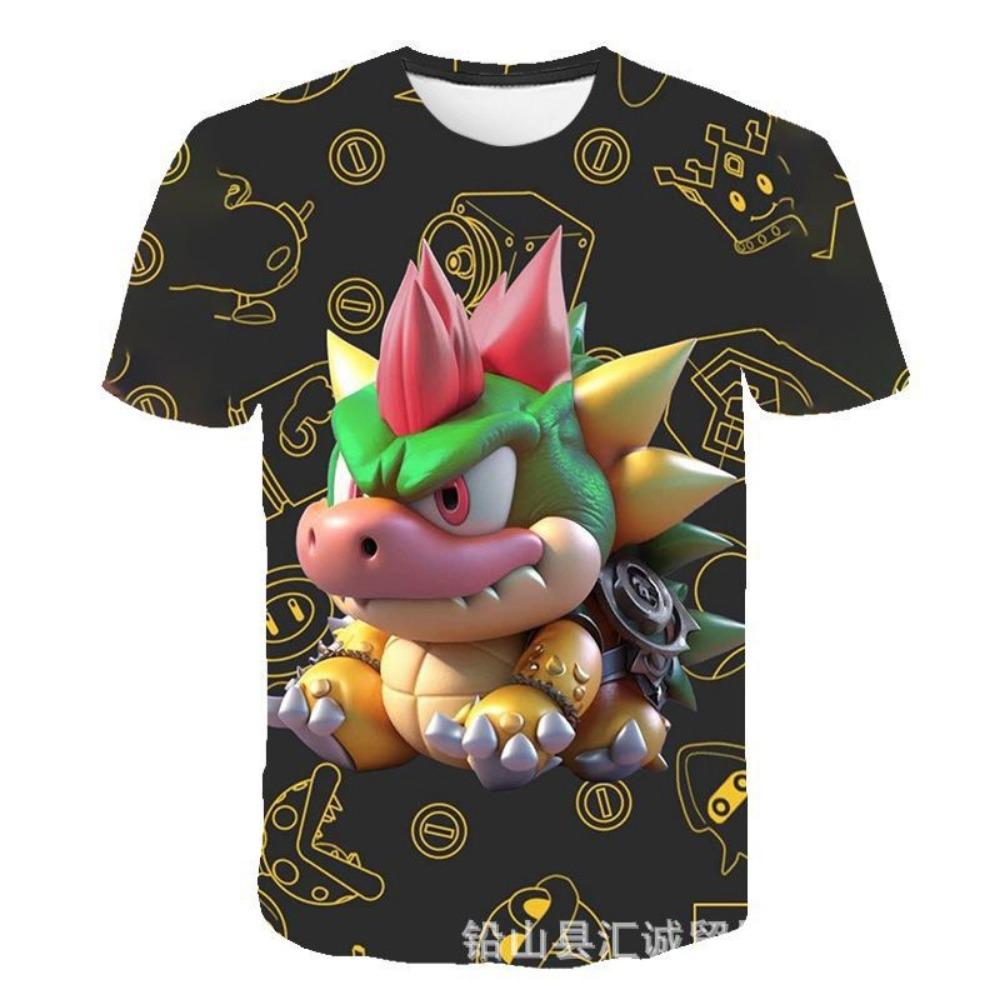 Neues Mario Kurzarm 3D-Druck Eltern-Kind T-Shirt Anime Cartoon Kurzarm Rundhals Sommer Kinderbekleidung 100