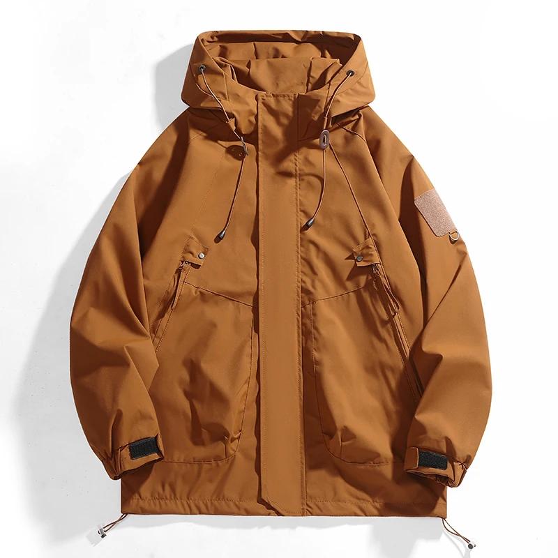 Unisex Outdoor Wasserdichte Jacke Windbreaker Mantel Herbst Atmungsaktiv Angeln Camping Winddichte Jacken Herren Damen Kleidung 3XL braun