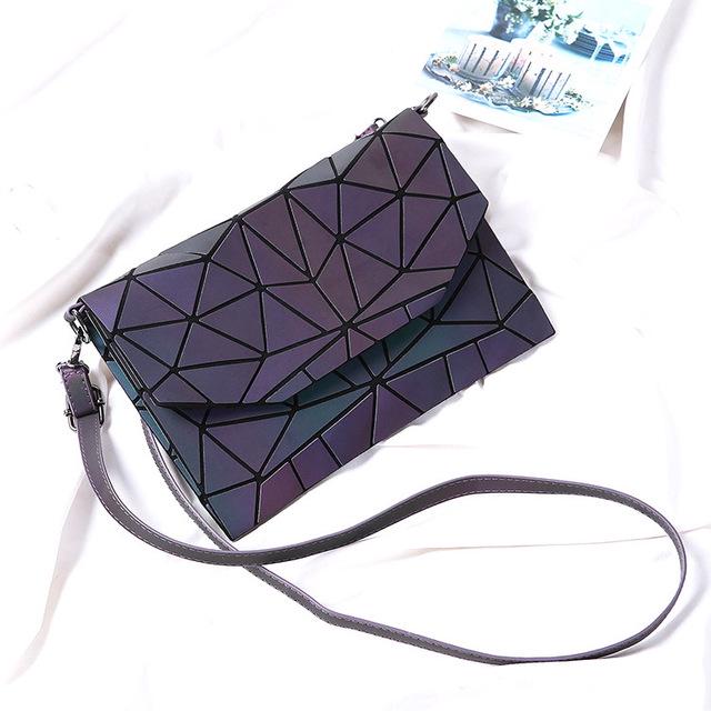Marke Leucht Frauen Tasche Leder Umschlag Schulter Tasche Kupplung Geometrie Kette Frauen Umhängetaschen Designer Handtaschen