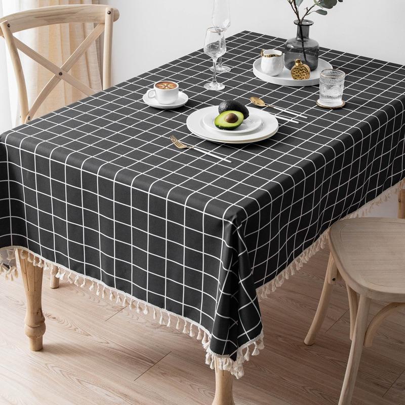 Einfache Plaid Tischdecke Pastoralen Baumwolle Leinen Esstisch Tischdecke Gitter Muster Schreibtisch Abdeckung Handtuch Tee Tuch Tisch Fall 120*120cm rectangle