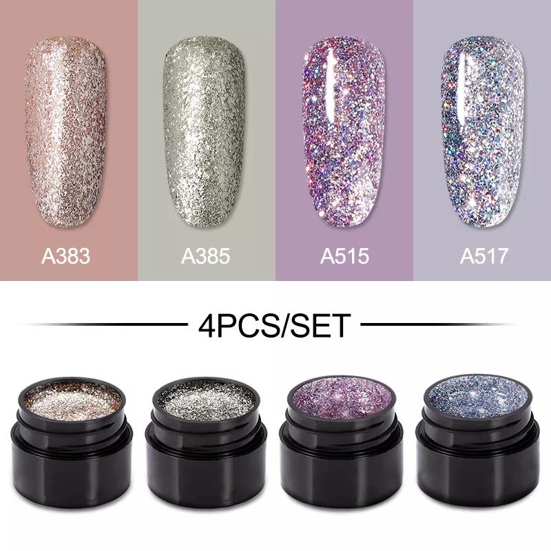 ROSALIND Varnishes Hybrid-Gel-Nagelset, alles für die Maniküre, semi-permanent, glänzendes Glitzer-Gel-Farbset, benötigt Basis-Top-Nagelkunst-Design
