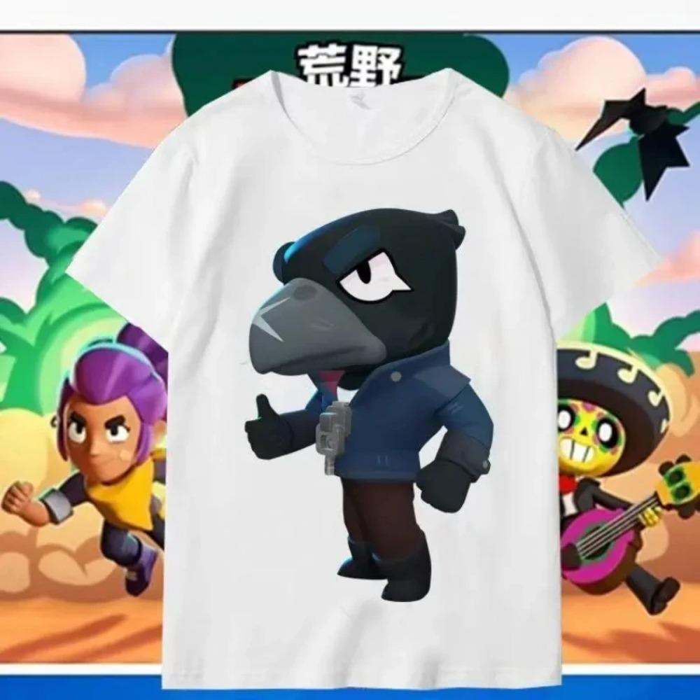 Neues Sommer Kurzarm Lustiger Spiel-Print Kinder Teenager T-Shirt Leon Spike Kinderkleidung Cosplay Kostüm Lässiges Baby T-Shirt Top 140 white