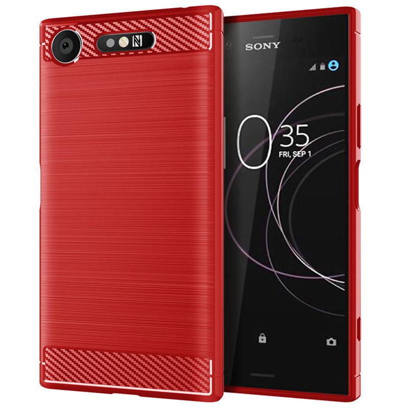 Für Sony Xperia XZ1 G8341 G8342 Silikon Fall Carbon Fiber Zurück Abdeckung für Sony Xperia ACE Weiche Stoßfest Smart Telefon fall Sony Xperia XZ1 rot