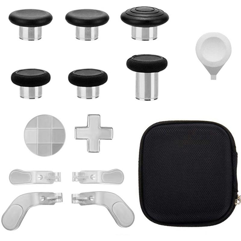 Für Xbox One Elite Series 2 Controller Zubehörset Metall D-Pad Trigger Paddles Reparatursatz Gamepad Daumenstick Griffe silber