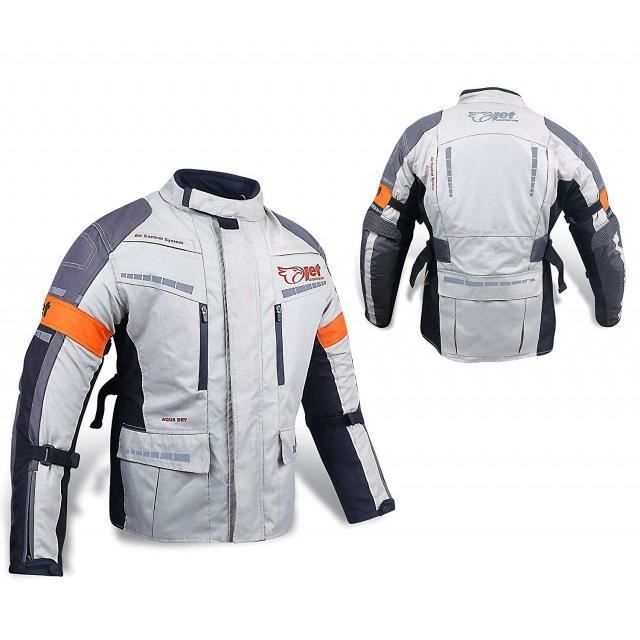 JET Blouson Motorradjacke Herren Wasserdicht Mit Protektoren Textil Silbergrau